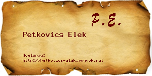 Petkovics Elek névjegykártya